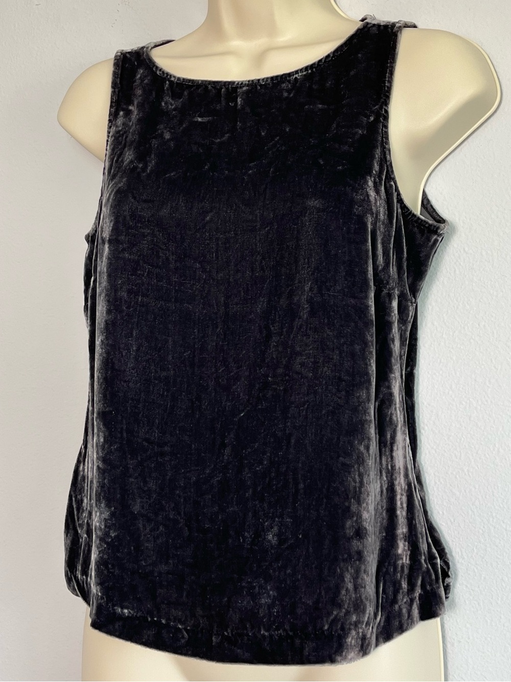 Merona Women's Gray Velvet Boho Fairy Festival Silk Blend Cropped Tank Top Sz M